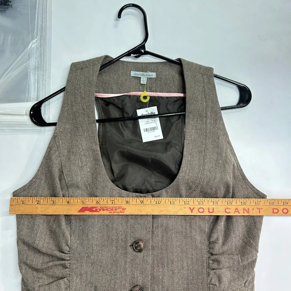 Dark Academia Herringbone Waistcoat Vest Large Brown Light Academia Preppy